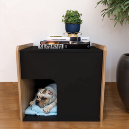 Mesa de Cabeceira Cama Pet Cães 45x55x60 Preto e Madeirado - 2