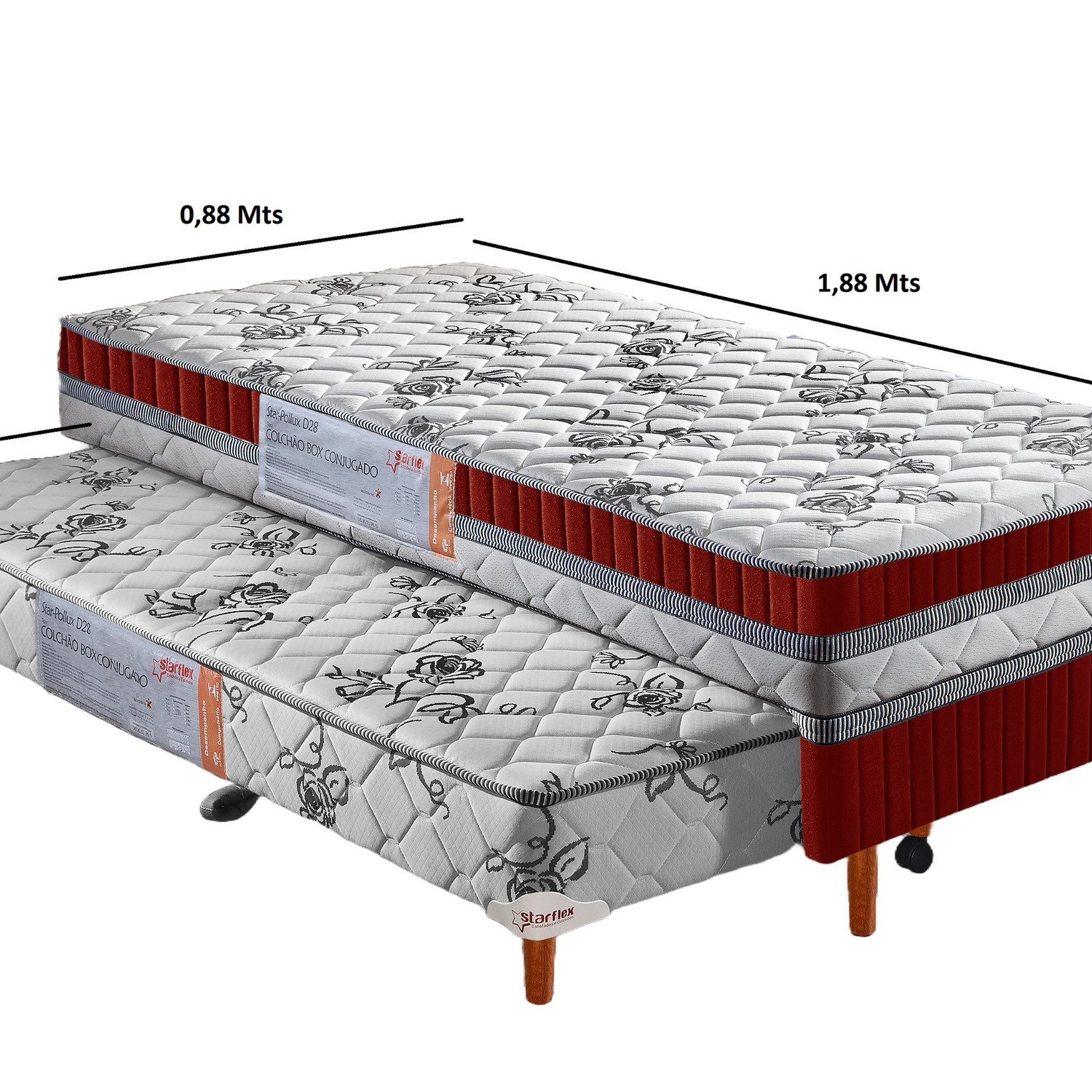 Cama Box Conjugada Solteiro D-28 com Auxiliar 188x88x59 - 3