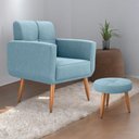 Ver imagem 1 de Jogo Poltrona e Puff para Sala Oliver Boucle Azul
