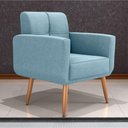 Ver imagem 3 de Jogo Poltrona e Puff para Sala Oliver Boucle Azul