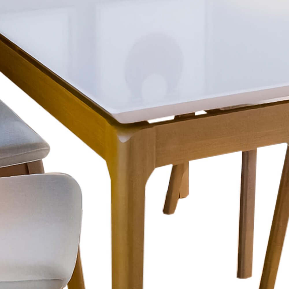 Mesa de Jantar Retangular com Vidro Wind e 4 Cadeiras Class Off White/Nature 120x90 fabrispuma - 5