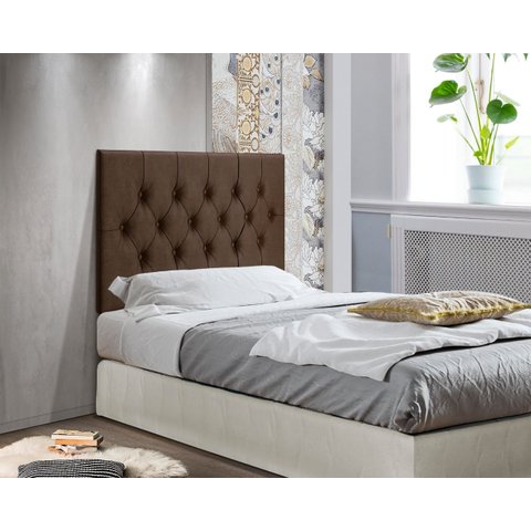 Cabeceira Painel Cama Box Solteiro 90 Cm Capitonê Suspensa - Marrom Suede