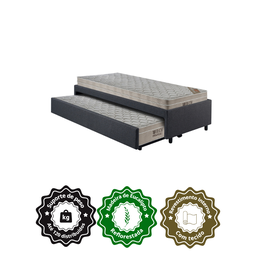 Bicama Box Solteiro Linho Cinza 88x188 com Dois Colchões Airtech Molas Ensacadas Ortobom - 5
