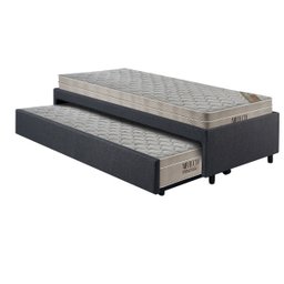 Bicama Box Solteiro Linho Cinza 88x188 com Dois Colchões Airtech Molas Ensacadas Ortobom - 9