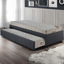 Ver imagem 3 de Bicama Box Solteiro Linho Cinza 88x188 com Dois Colchões Airtech Molas Ensacadas Ortobom