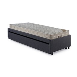 Bicama Box Solteiro Linho Cinza 88x188 com Dois Colchões Airtech Molas Ensacadas Ortobom - 10