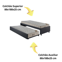 Ver imagem 7 de Bicama Box Solteiro Linho Cinza 88x188 com Dois Colchões Airtech Molas Ensacadas Ortobom