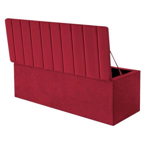 Calçadeira Baú Recamier Estofada Cama Queen 160cm Carla Corino Vermelho- Mabe Magazine