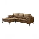 Ver imagem 2 de Sofá de Couro Asti 2 Lugares com Chaise Esquerda Marrom Bicolor - Mempra Design