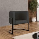 Ver imagem 1 de Poltrona Corino Decorativa Lua Recepção Base Ferro Black Cor:cinza
