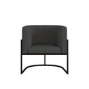 Ver imagem 3 de Poltrona Corino Decorativa Lua Recepção Base Ferro Black Cor:cinza