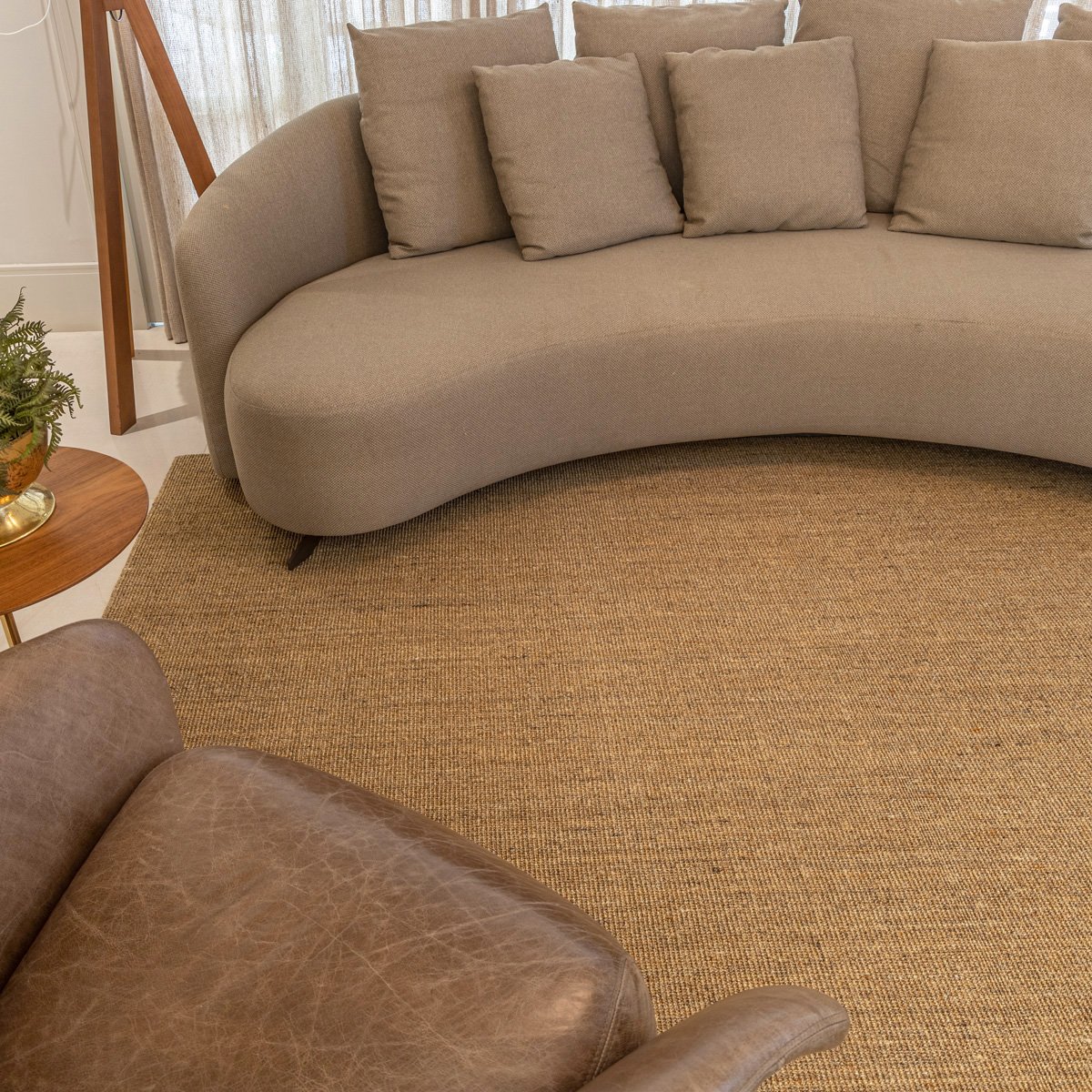 Tapete de Sisal Natural Basico Camelo Redondo 2,0 - 8