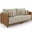 Ver imagem 1 de Sofá 3 Lugares Living 212cm Asbury K01 Veludo Bege Couríssimo Camel - Lyam Decor