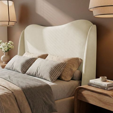 Cabeceira Orgânica para Cama Box Casal Padrão Luma 140cm Bouclê Bege - Desk Design