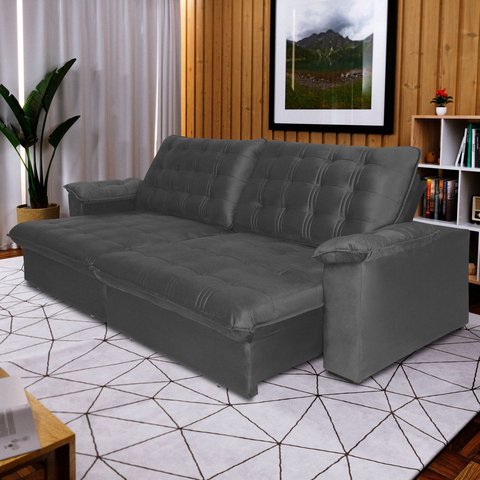 Sofá Pullman 230cm Platinum Cinza Grafite