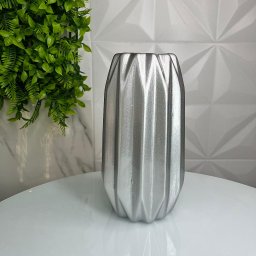 Vaso centro de mesa prata médio de cerâmica decorativo - 3