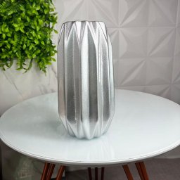 Vaso centro de mesa prata médio de cerâmica decorativo - 2