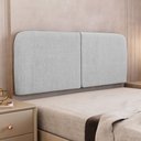 Ver imagem 1 de Cabeceira Painel Orgânico Cama Box Casal Padrão Aira 140cm Dobrável Linho Cinza Claro - Desk Design