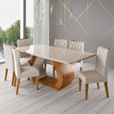 Ver imagem 1 de Conjunto Sala de Jantar 6 Lugares Tampo de Vidro e MDF Taura
