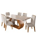 Ver imagem 2 de Conjunto Sala de Jantar 6 Lugares Tampo de Vidro e MDF Taura