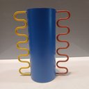 Ver imagem 2 de Vaso Decorativo Enfeite Casa Metal 20x12x12cm Azul