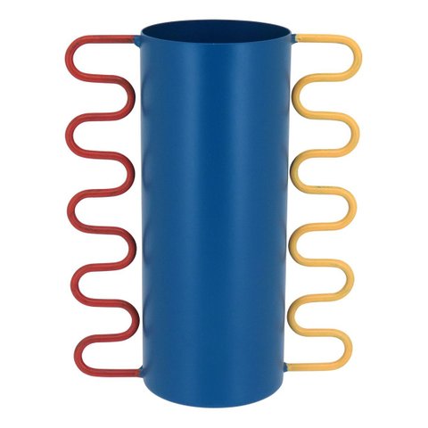 Vaso Decorativo Enfeite Casa Metal 20x12x12cm Azul
