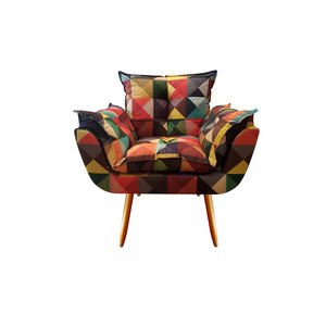 Poltrona Decorativa Opala Suede Triângulo Pés Madeira Ms Decor