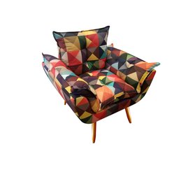 Poltrona Decorativa Opala Suede Triângulo Pés Madeira Ms Decor - 2