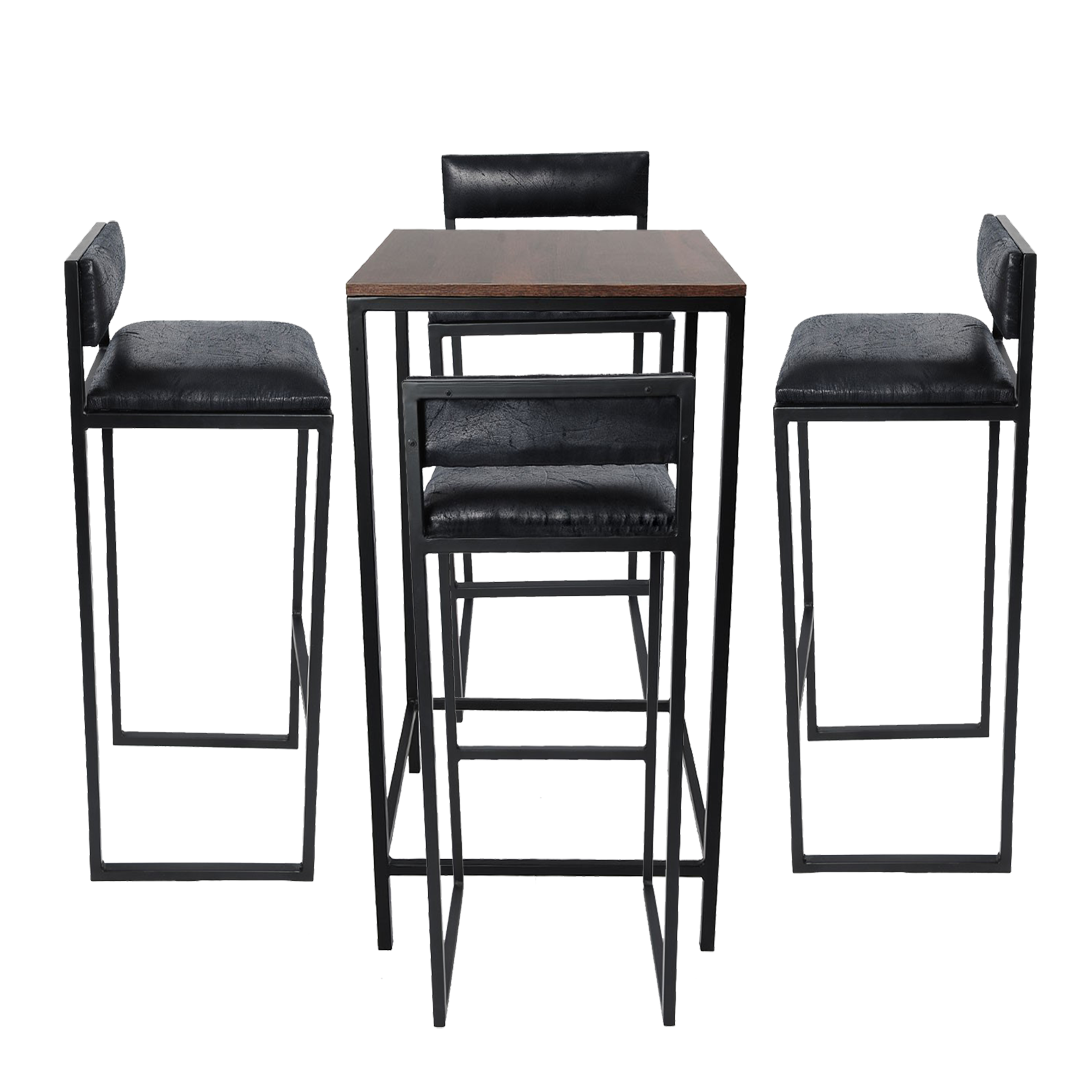 Jogo Bistro Estilo Industrial Moderno Imbuia Preto - Intagliato - 1