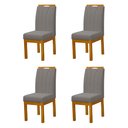 Ver imagem 1 de Kit 4 Cadeiras Blend Pés Madeira Maciça Design Estofado Sala Sofisticada Premium - Cinza Escuro