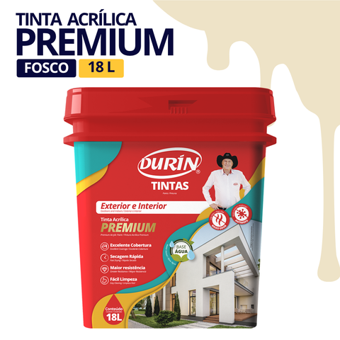Tinta Acrílica Premium Fosco 18L Cor Areia Antimofo Baixo Odor Durín