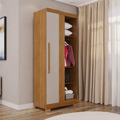 Guarda-roupa Solteiro Modulado Freyr 1 Porta com Pés Cinamomo/off White - Pnr Móveis