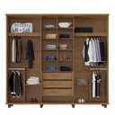 Ver imagem 2 de Guarda Roupa Ripado Casal 6 Portas 240cm Com Espelho França RV Móveis Cinamomo/Off White