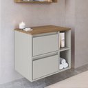 Ver imagem 1 de Gabinete de Banheiro Suspenso 60cm com 2 Nichos 1 Porta Basculante e 1 Gaveta sem Cuba