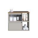 Ver imagem 4 de Gabinete de Banheiro Suspenso 60cm com 2 Nichos 1 Porta Basculante e 1 Gaveta sem Cuba