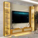 Ver mais imagens de Estante Home para TV até 65 Polegadas com LED Vidro Reflecta 100% MDF 217,6CMX229,4cm Luminare Off White