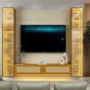 Ver imagem 1 de Estante Home para TV até 65 Polegadas com LED Vidro Reflecta 100% MDF 217,6CMX229,4cm Luminare Off White