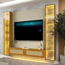Ver imagem 7 de Estante Home para TV até 65 Polegadas com LED Vidro Reflecta 100% MDF 217,6CMX229,4cm Luminare Off White