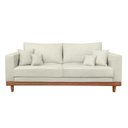 Ver imagem 1 de Kit 2 Poltronas Living + Sofá 2 Lugares Base Madeira Suede Bege