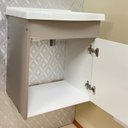 Ver imagem 2 de Conjunto Gabinete de Banheiro Suspenso 39cm 1 Porta com Cuba e Espelheira Gianduia Turin Branco