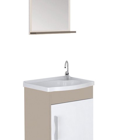 Conjunto Gabinete de Banheiro Suspenso 39cm 1 Porta com Cuba e Espelheira Gianduia Turin Branco