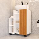 Ver imagem 3 de Gabinete Armário Pia de Coluna para Banheiro Organizador com Prateleira e Rodinha
