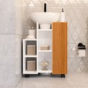 Ver imagem 1 de Gabinete Armário Pia de Coluna para Banheiro Organizador com Prateleira e Rodinha