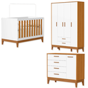 Ver imagem 2 de Quarto de Bebê Berço + Cômoda + Guarda Roupas Fosco Flip Branco Fosco/Savana