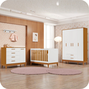 Ver imagem 1 de Quarto de Bebê Berço + Cômoda + Guarda Roupas Fosco Flip Branco Fosco/Savana
