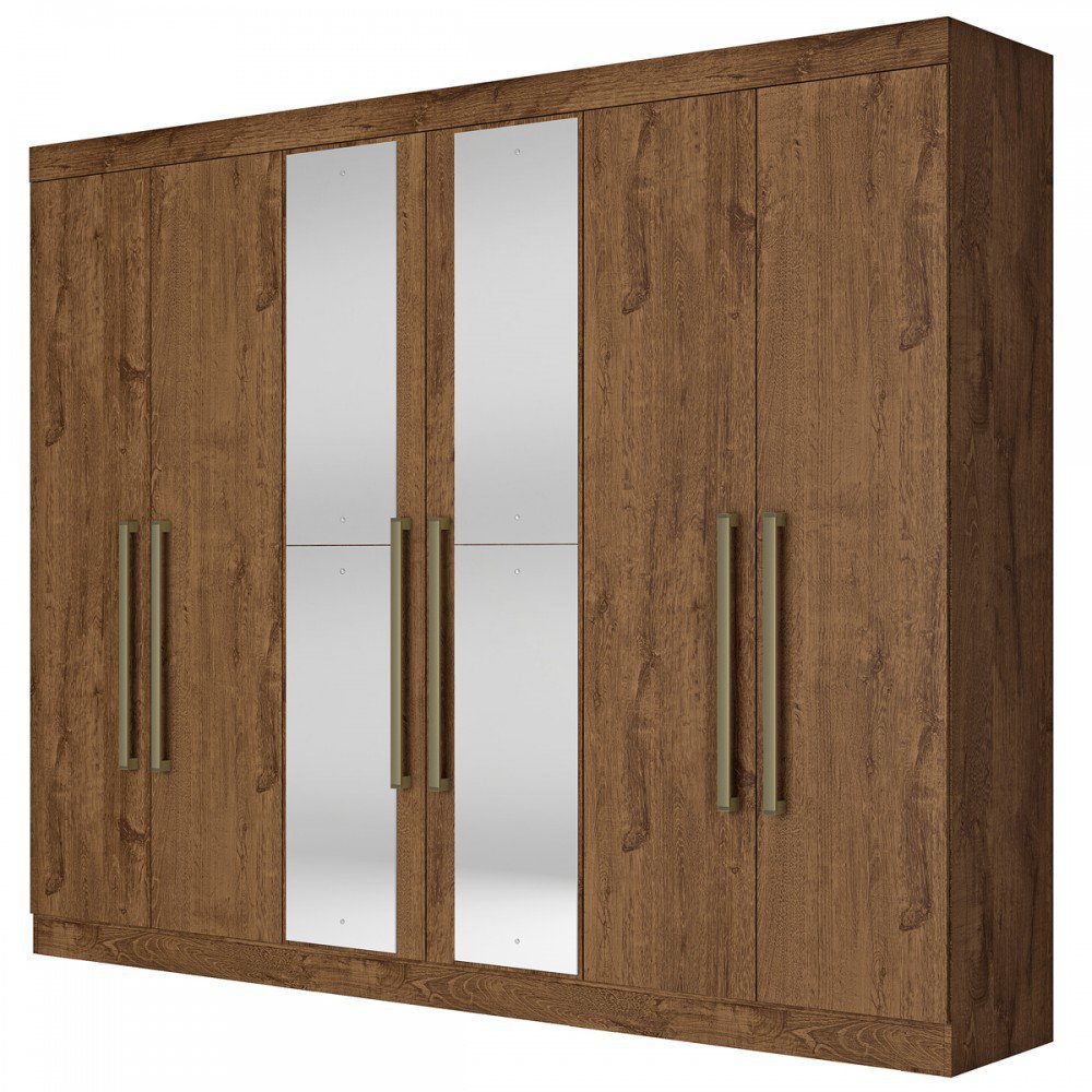 Guarda-Roupa Casal Bergone 6 Portas 100% Mdf Espelhado Brauna - Mademarques - 2