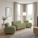 Ver imagem 1 de Sofá Namoradeira e KIT2 Poltronas Decorativa para Sala Zarah Bouclê D03 - D'Rossi