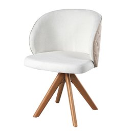 Poltrona Giratória com Revestimento em Bouclé e Acabamento Matelassê – Dior Exclusiva Bouclé Branco  - 4