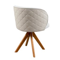 Poltrona Giratória com Revestimento em Bouclé e Acabamento Matelassê – Dior Exclusiva Bouclé Branco  - 5