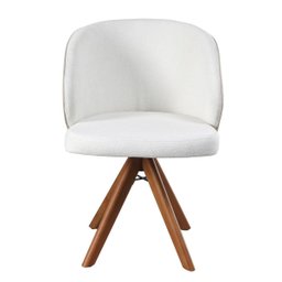 Poltrona Giratória com Revestimento em Bouclé e Acabamento Matelassê – Dior Exclusiva Bouclé Branco  - 2